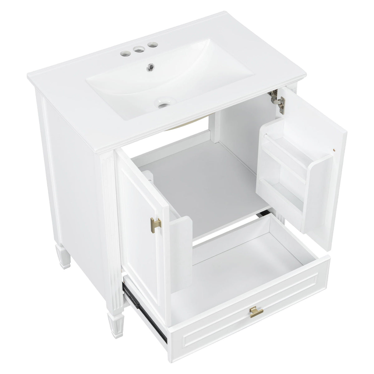 Freestanding Vanity with Drawer & Soft Close Doors - Green or White