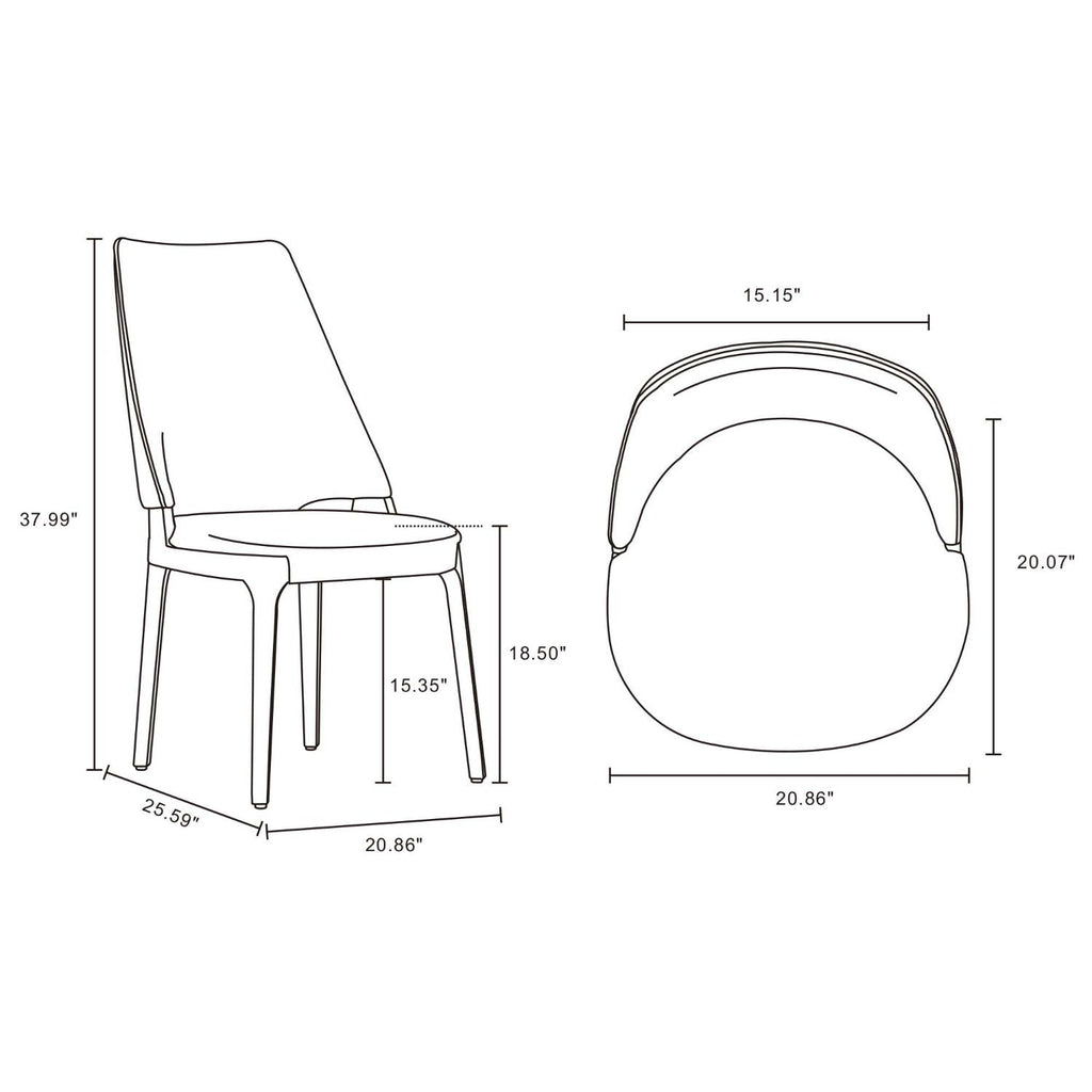 Kara Dining Chair Set of 2 with Solid Beech Wood Frame – Blue or Gray