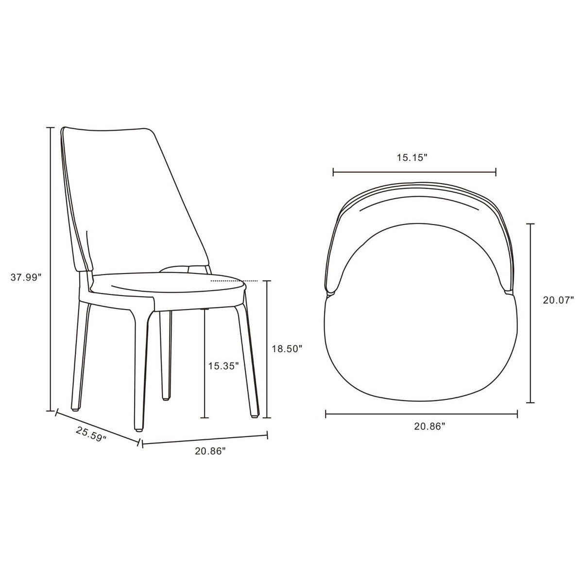 Kara Dining Chair Set of 2 with Solid Beech Wood Frame – Blue or Gray