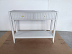Narrow Console Table with Drawers and Storage Shelf - White