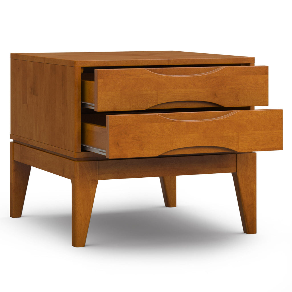 Handcrafted End Table with 2 Drawers - Light Brown, Dark Brown, or Black
