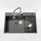 Stainless Steel Kitchen Sink with Overmount Single Bowl - Brushed Finish