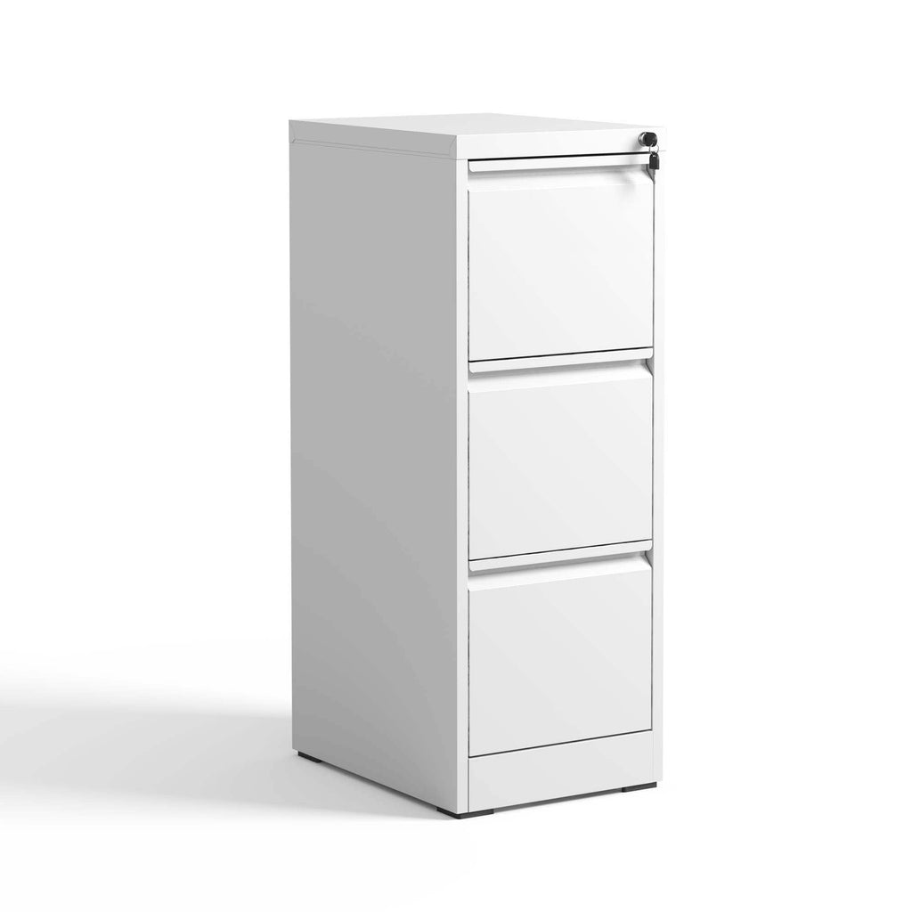 Steel Vertical File Cabinet with Lock – Multiple Sizes - Black or White