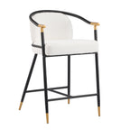 26" H Upholstered Counter Stool with Metal Frame - Set of 2 - Beige