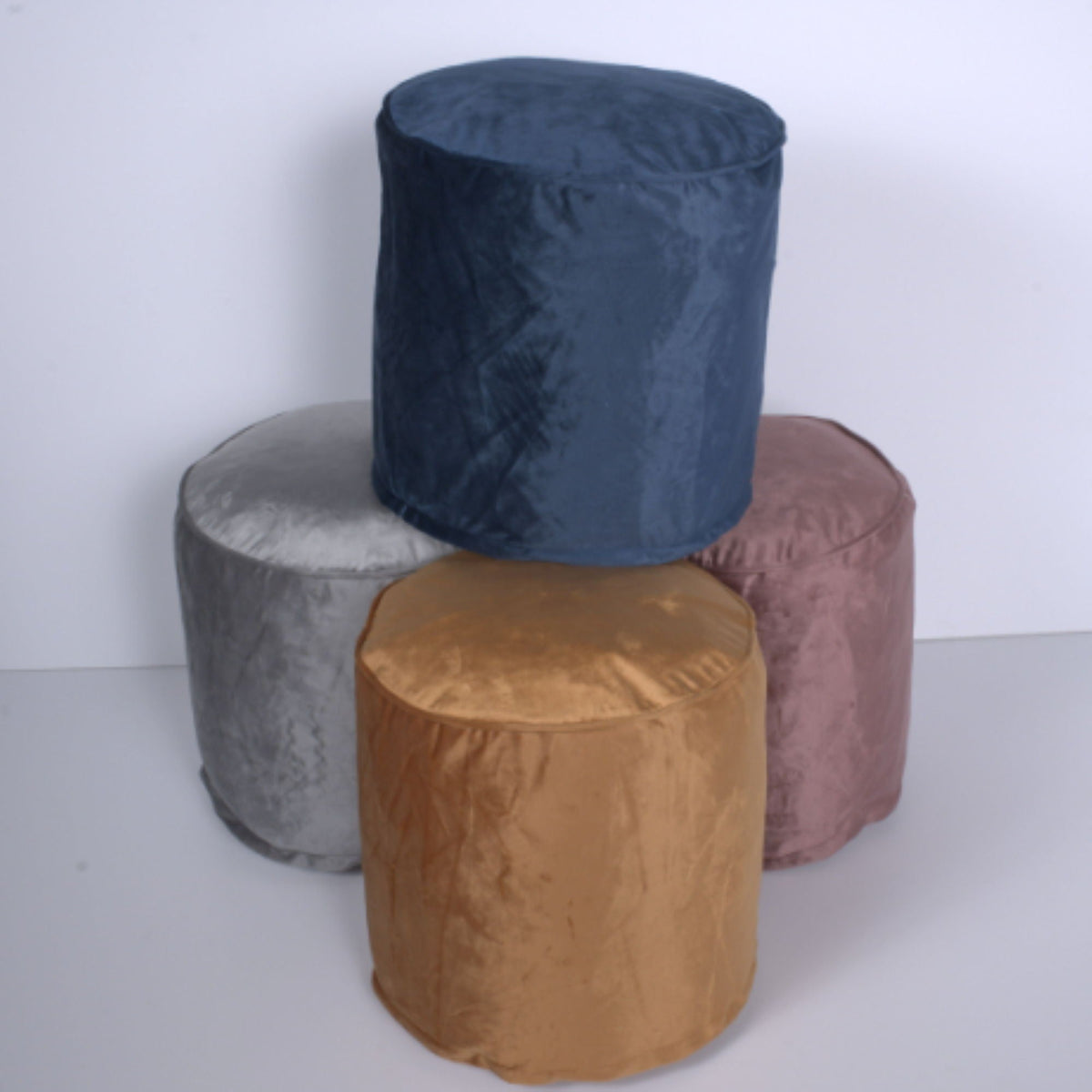 Cylinder Pouf Ottoman with Polystyrene Bead Filling - Dark Gray or Dark Brown
