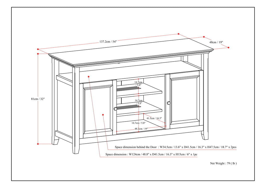 Rustic Natural Aged Brown TV Media Stand with Adjustable Shelves - Dark Brown