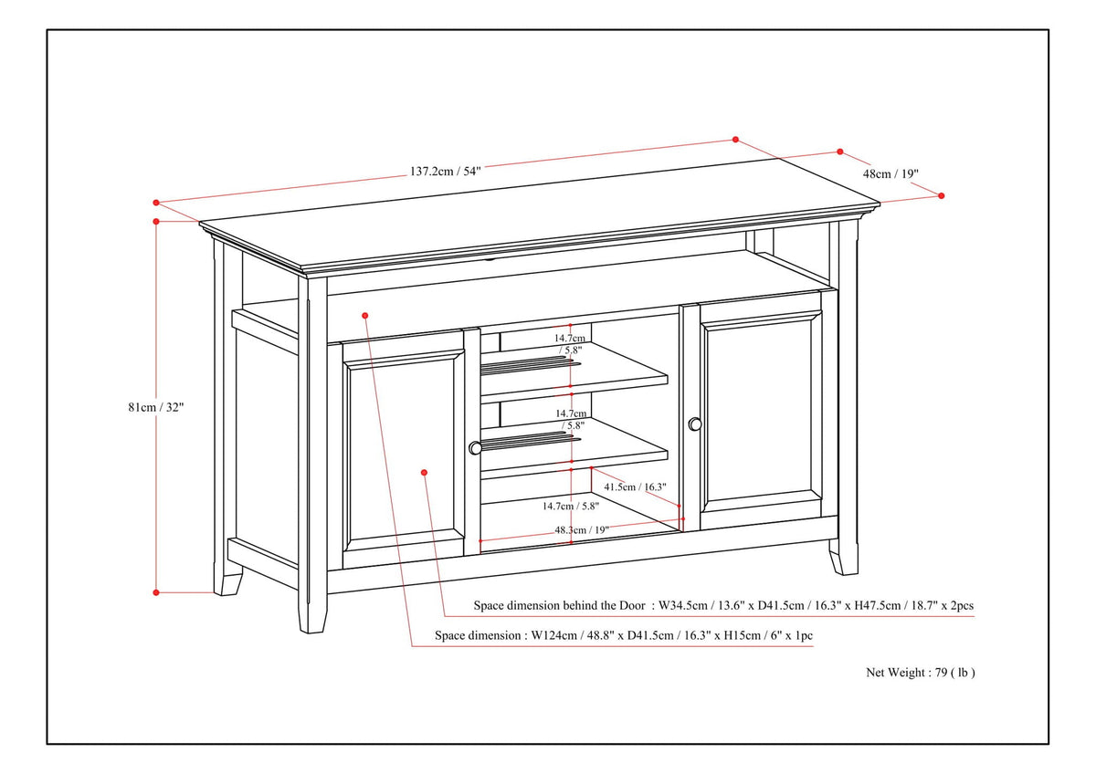 Rustic Natural Aged Brown TV Media Stand with Adjustable Shelves - Dark Brown