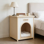 Indoor Dog House with Removable Cushion - Cream White / Light Yellow