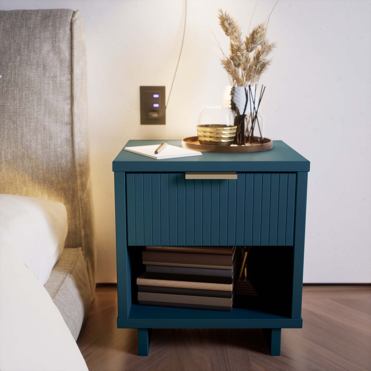 Granville Nightstand with 1 Drawer - Solid Wood Modern Accent Nightstand - Multiple Colors