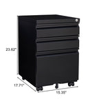 Contemporary 3 Drawer Mobile Filing Cabinet With Lock