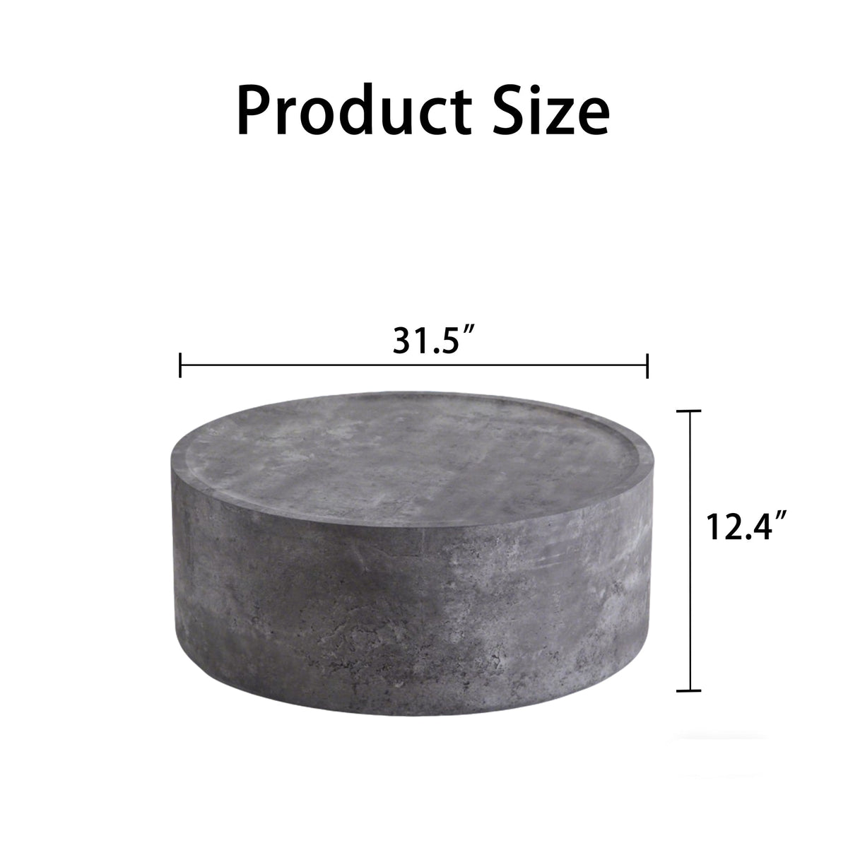 31.5" Round Coffee Table With Faux Concrete Finish
