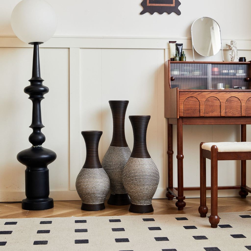 Tall Designer Floor Vase with Elegant 2 Tone - White or Dark Brown