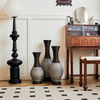 Tall Designer Floor Vase with Elegant 2 Tone - White or Dark Brown