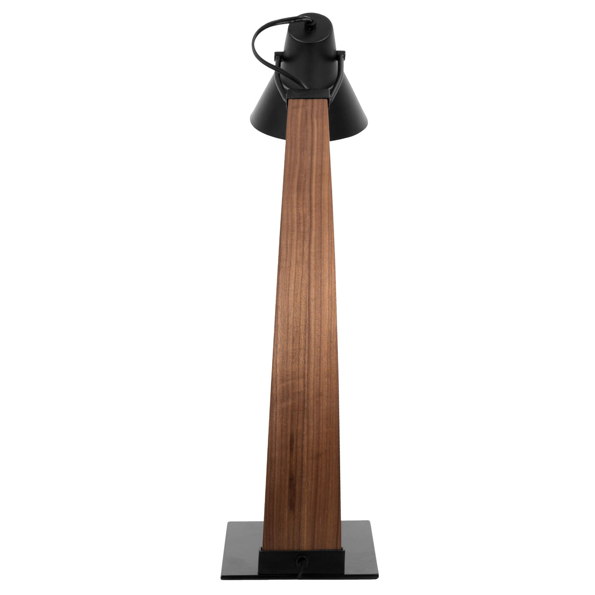 Noah Mid-Century Modern Table Lamp with Adjustable Black Shade - Walnut and Black
