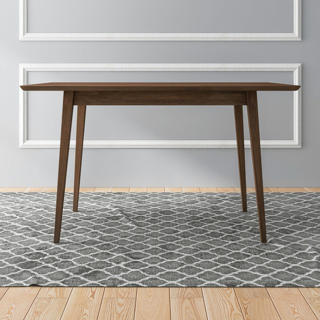 Rectangular Modern Dining Table with Solid Wood Construction – Dark Brown or White
