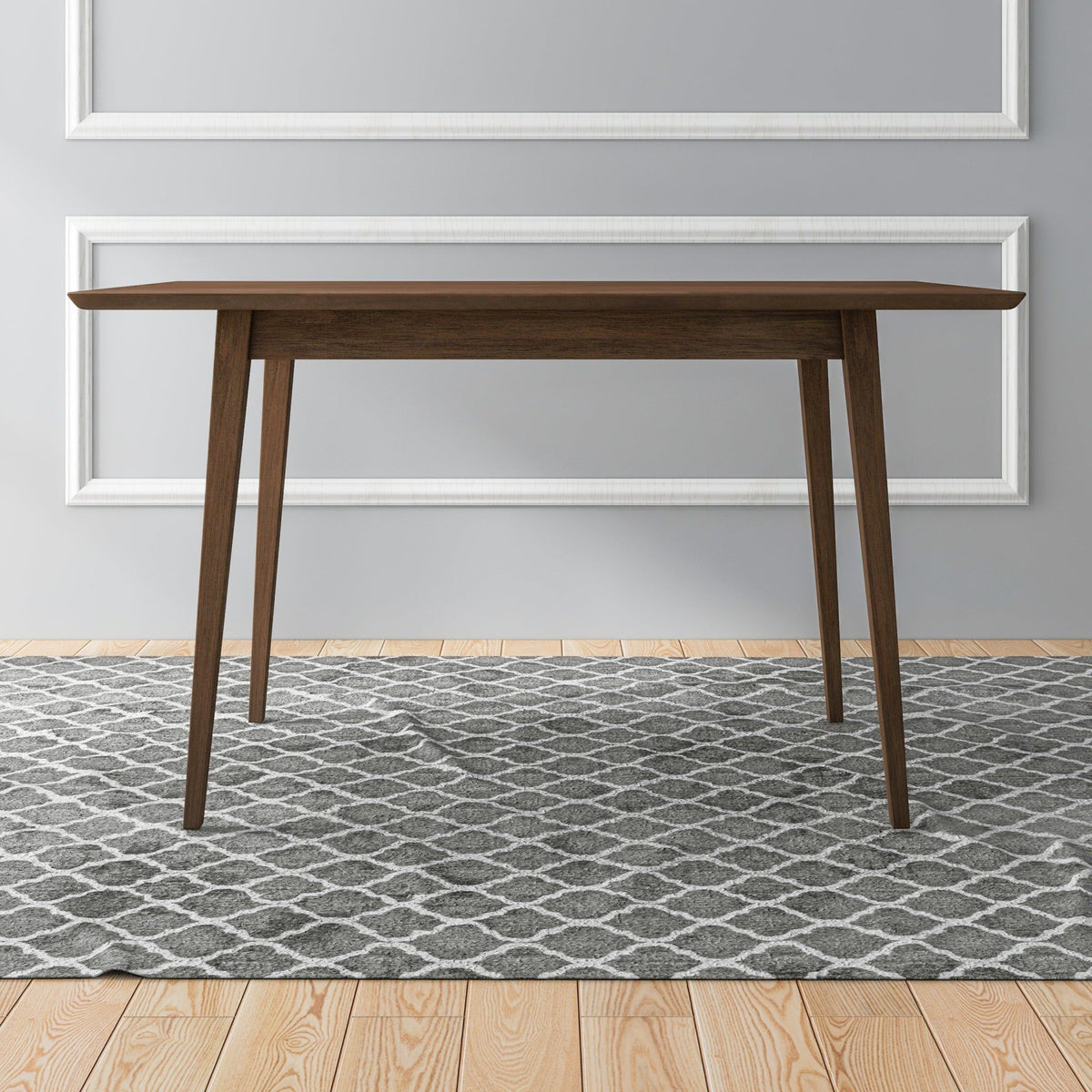 Rectangular Modern Dining Table with Solid Wood Construction – Dark Brown or White