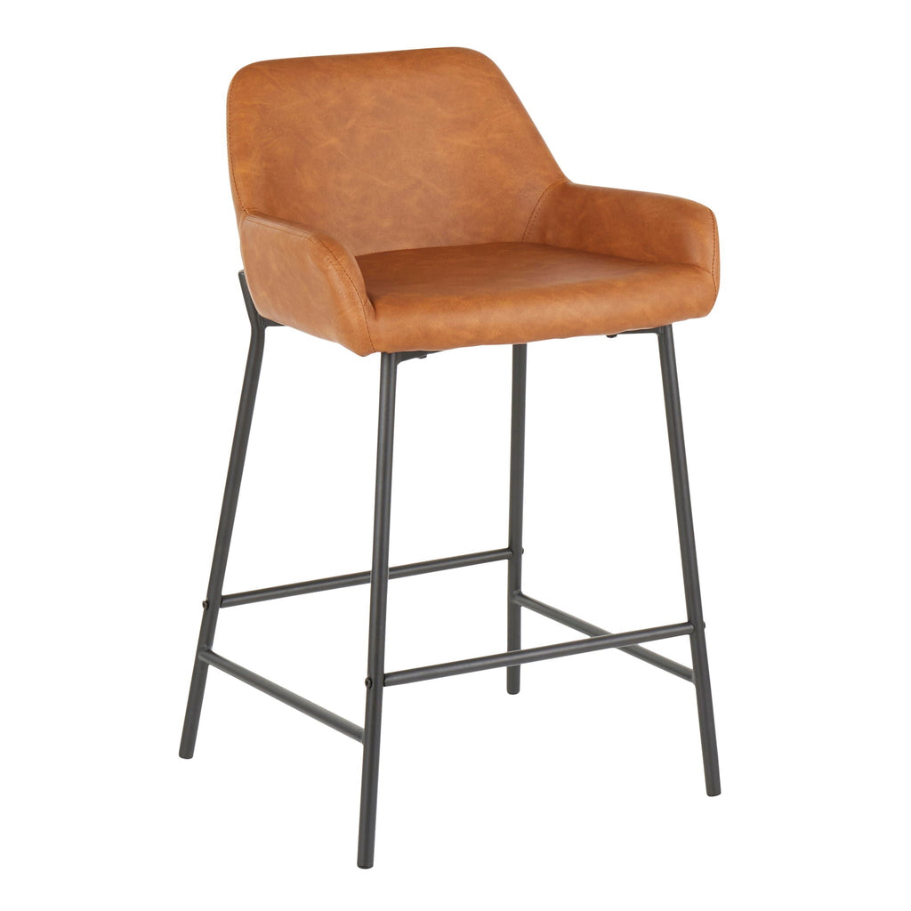 Industrial Fixed Height Counter Stool Set with Upholstered Seat - Multiple Colors
