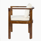 Outdoor Dining Chair Set of 4 with Curved Acacia Wood Arms