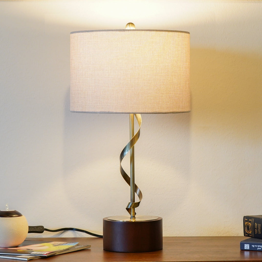 Nightstand Desk Lamp with Twisted Base - White