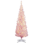 Pink 5ft Pencil Christmas Tree with Snow-Flocked Branches - Pink