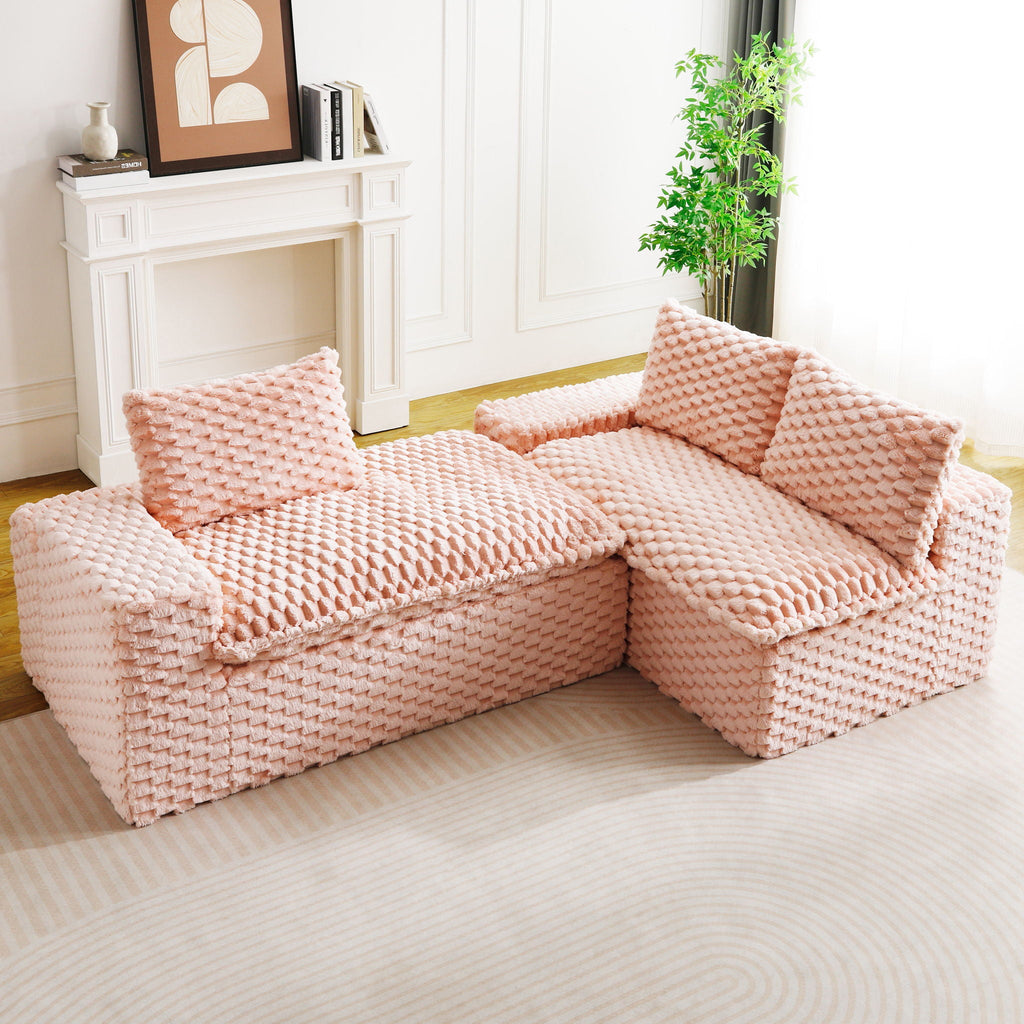 Convertible Modular Sectional Sofa with Twin Seat and Chaise - Multiple Colors