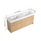 Freestanding Bathroom Vanity with Resin Sink and Soft-Closing Doors - Light Brown