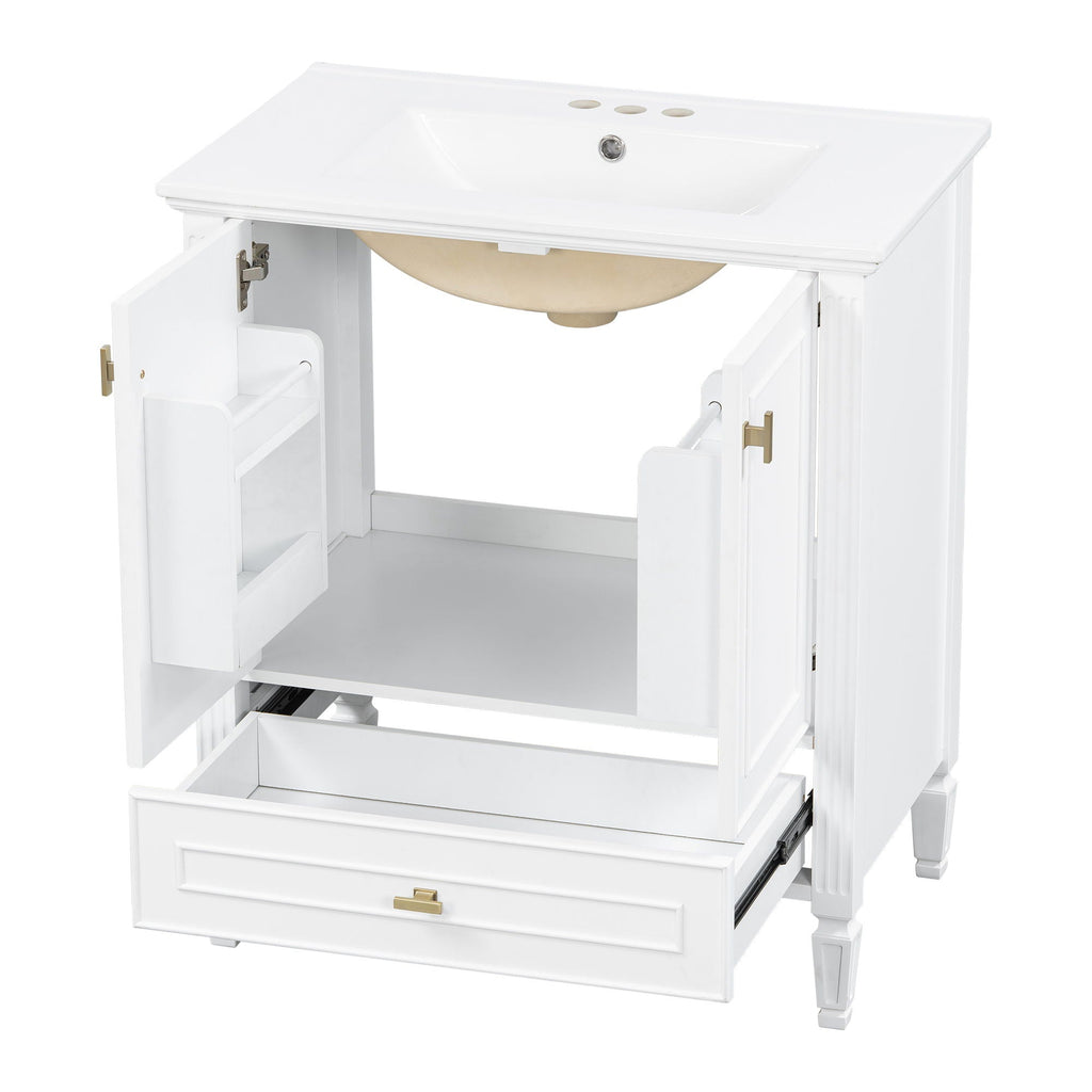 Freestanding Vanity with Drawer & Soft Close Doors - Green or White