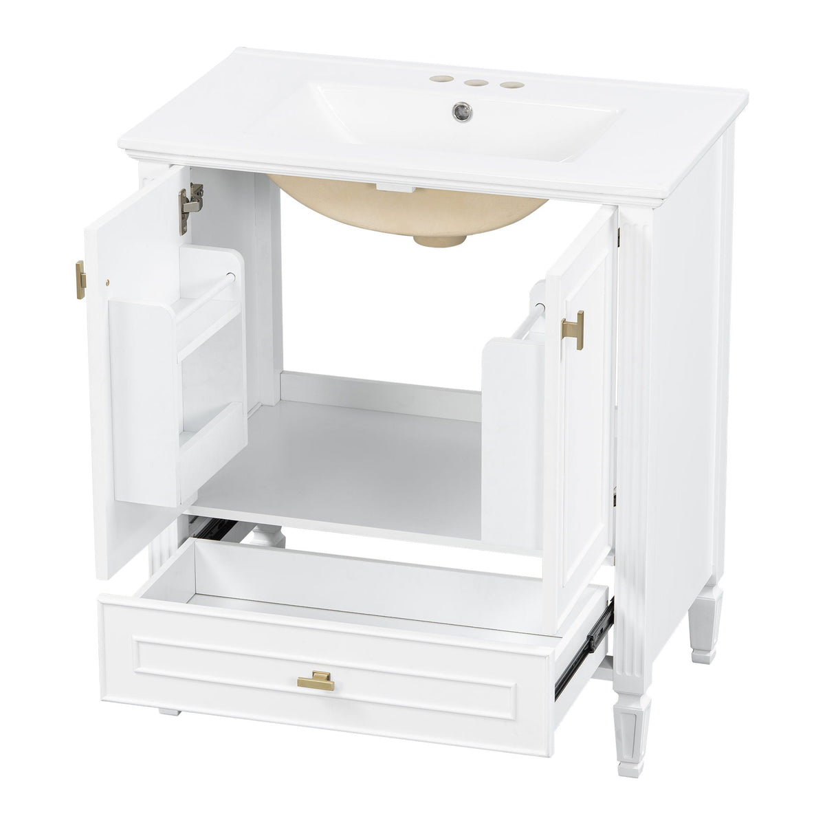 Freestanding Vanity with Drawer & Soft Close Doors - Green or White