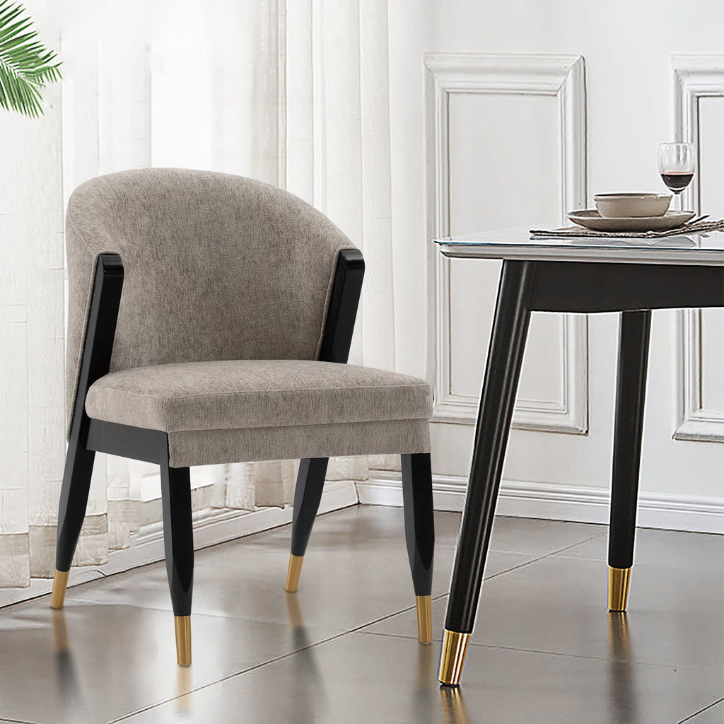 Ola Dining Chair with Solid Elm Wood Frame and High-Density Foam - Beige, Gray, or Dark Gray