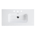 Glossy White Ceramic Integrated Bathroom Vanity Sink - Gloss White