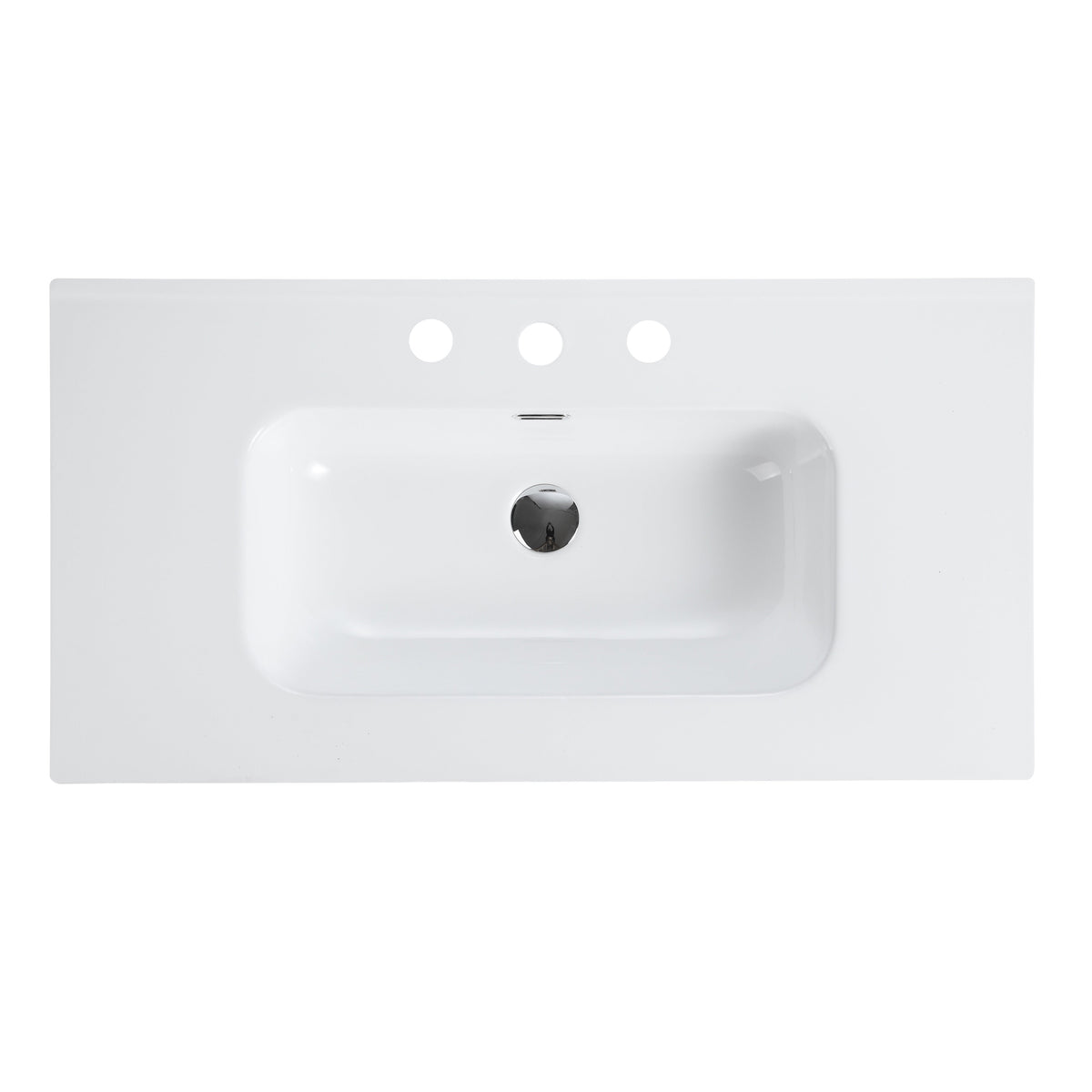 Glossy White Ceramic Integrated Bathroom Vanity Sink - Gloss White