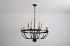 18-Light Industrial Iron Candle Chandelier with Adjustable Height - Gold & Black