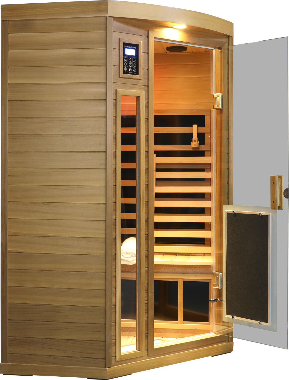 Low EMF Far-Infrared Two Person Sauna with LCD Touch Control - Natural Red Cedar