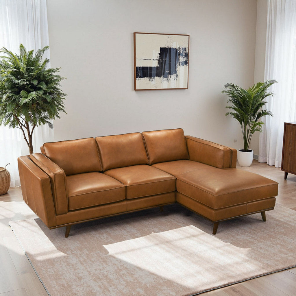 Light Brown Sectional Sofa with Removable Cushions - Left or Right Arm Facing
