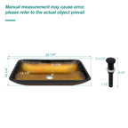 Gradient Tempered Glass Vessel Sink with Pop-Up Drain - Gold or Blue