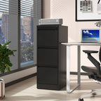 Steel Vertical File Cabinet with Lock – Multiple Sizes - Black or White