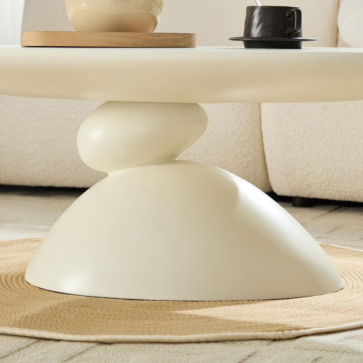 Lucky Stone Shaped Table with Sculptural Base – White, Black, or Gray
