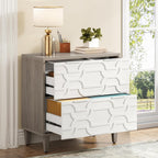 2 Drawer Lateral File Cabinet with Dual-Space Drawers - Gray / White