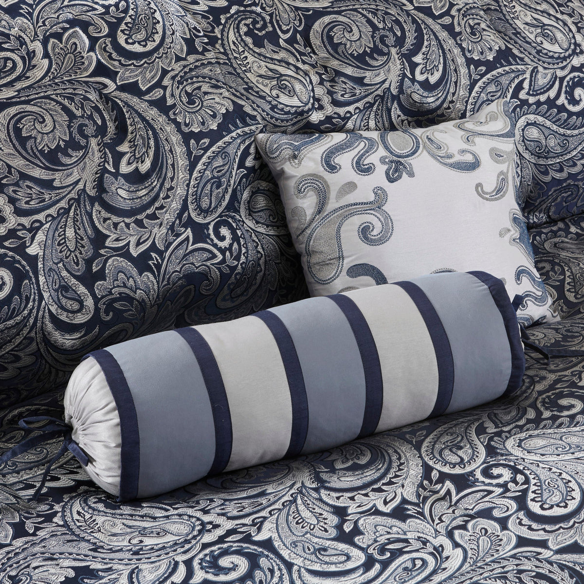 12 Piece Comforter Set with Cotton Bed Sheets Navy King