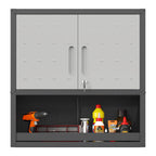 Metal Wall Mounted Tool Storage Cabinet with Locking Door - Gray