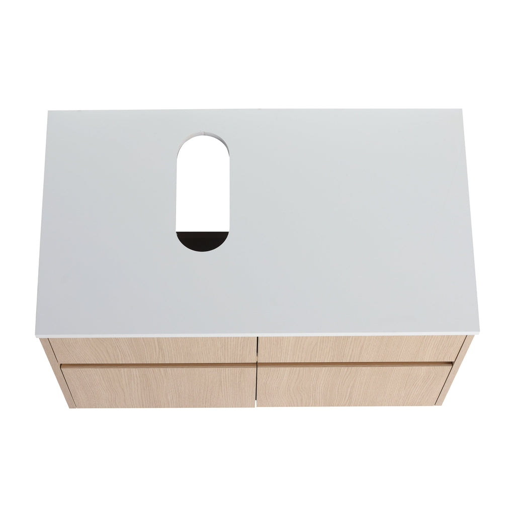 32-Inch Wall-Mounted Bathroom Vanity with Soft Close Doors - White Oak