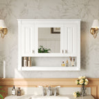 Wall-Mounted Bathroom Cabinet with Mirror and Open Shelf – White