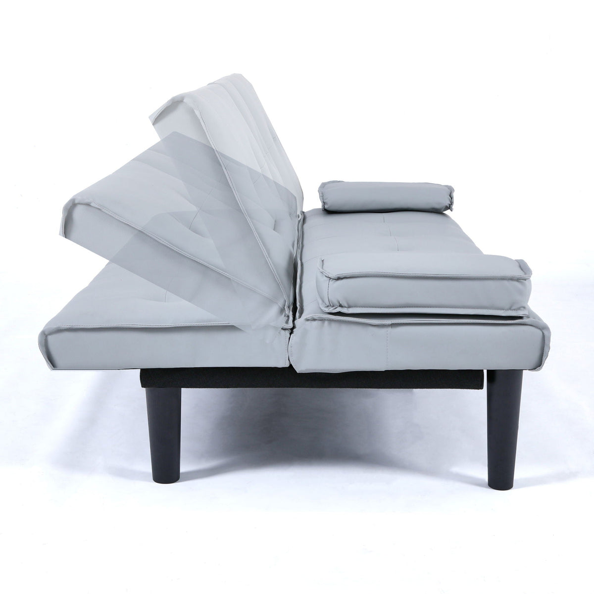 Foldable Sofa Bed with Cup Holder and Solid Wood Frame - Multiple Colors