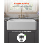Farmhouse Sink Undermount Kitchen Single Bowl with Extra-Large Basin - White