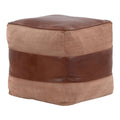 Industrial Pouf Ottoman with Side Handles - Light Brown, Dark Brown, Dark Gray