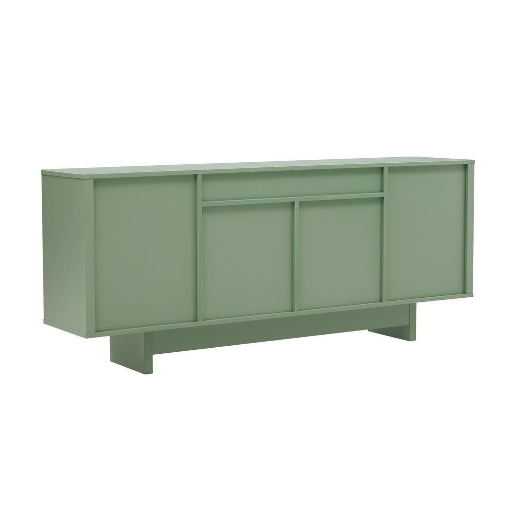 Sideboard With Adjustable Shelves and Soft Close Doors - White, Light Brown, Green