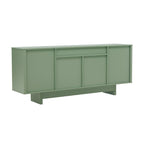 Sideboard With Adjustable Shelves and Soft Close Doors - White, Light Brown, Green