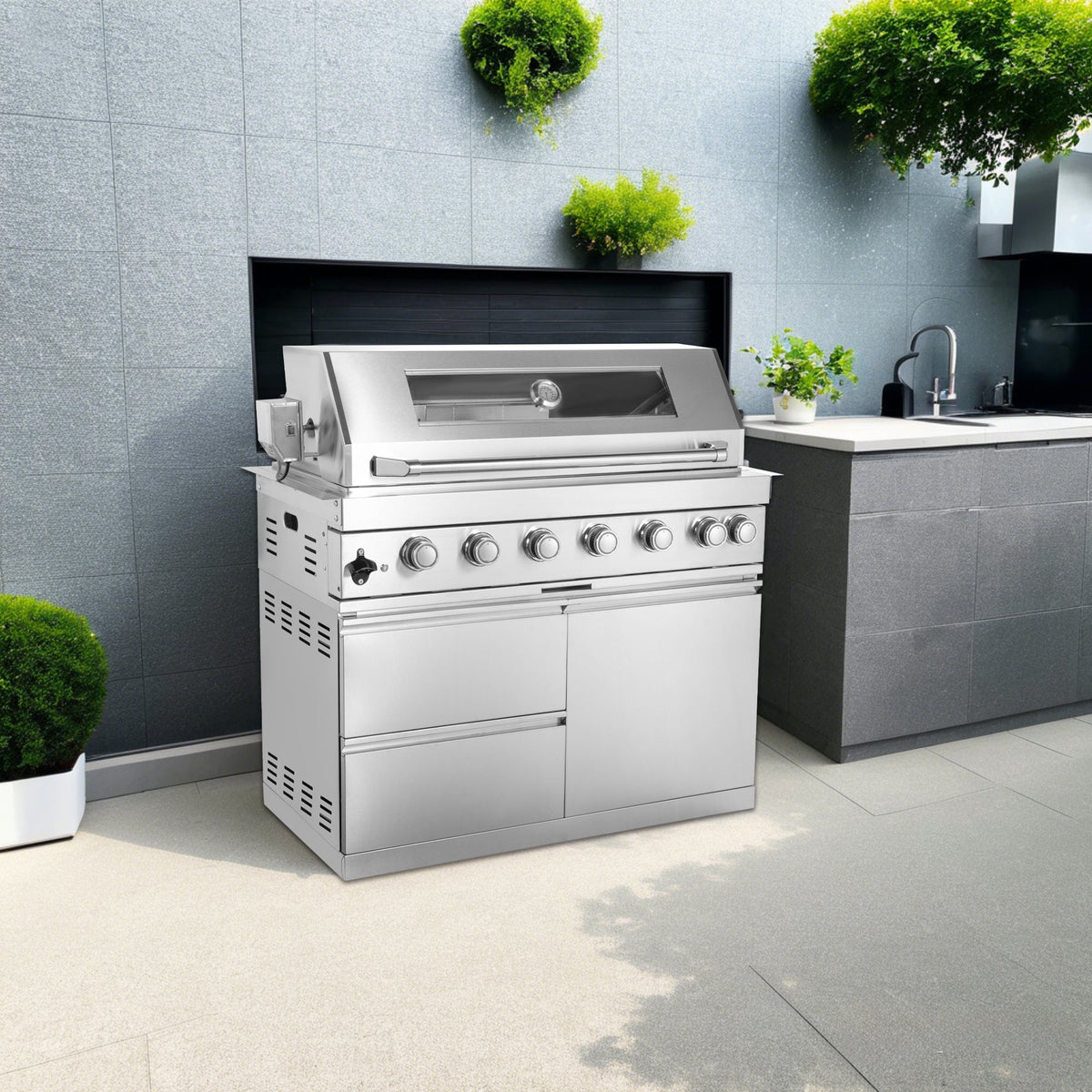 Six Burners Grill with Rotisserie Kit - Stainless Steel