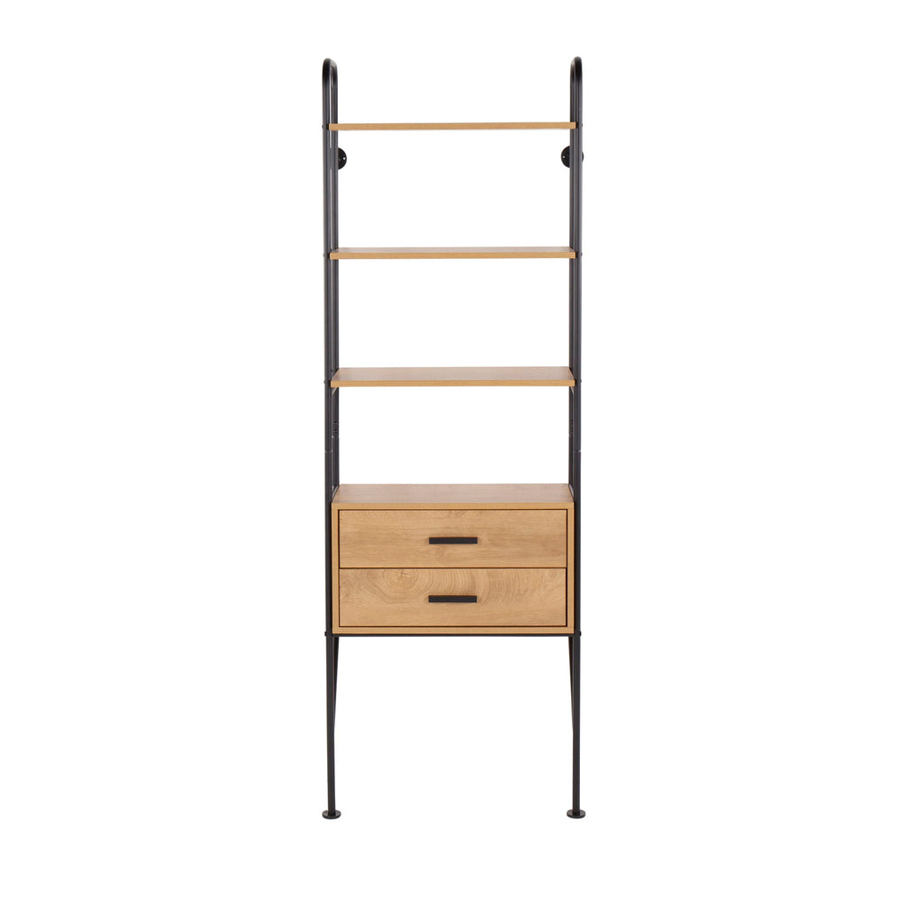 Industrial Bookcase with Steel Frame - Black/Brown