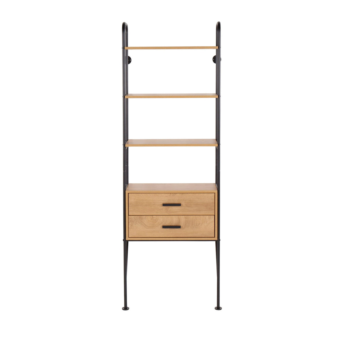 Industrial Bookcase with Steel Frame - Black/Brown